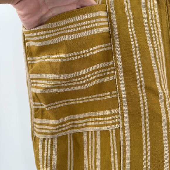 J. Jill Shorts SZ Large Linen Blend Boho Stripe High Rise Cuffed Pull On Pockets - Picture 9 of 15